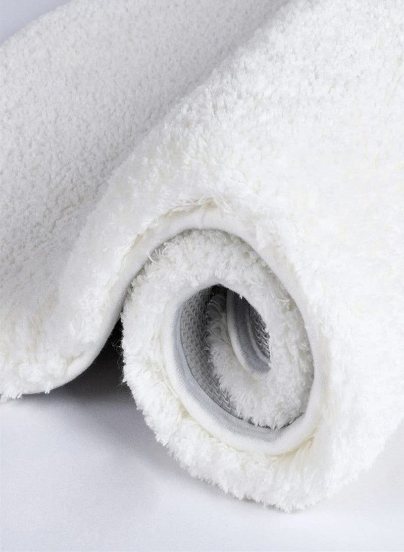Kutis Non-Slip Bath Mat Super Absorbent Shower Thickened Soft White 60x40 Centimeter - Image 4