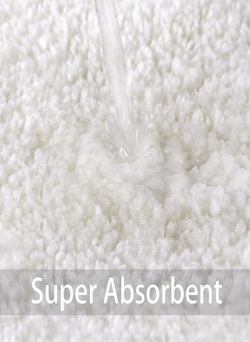 Kutis Non-Slip Bath Mat Super Absorbent Shower Thickened Soft White 60x40 Centimeter - Image 3