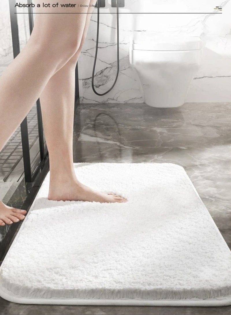 Kutis Non-Slip Bath Mat Super Absorbent Shower Thickened Soft White 60x40 Centimeter - Image 1