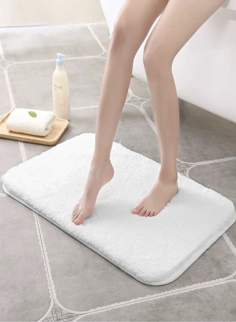 Kutis Non-Slip Bath Mat Super Absorbent Shower Thickened Soft White 60x40 Centimeter - Image 2