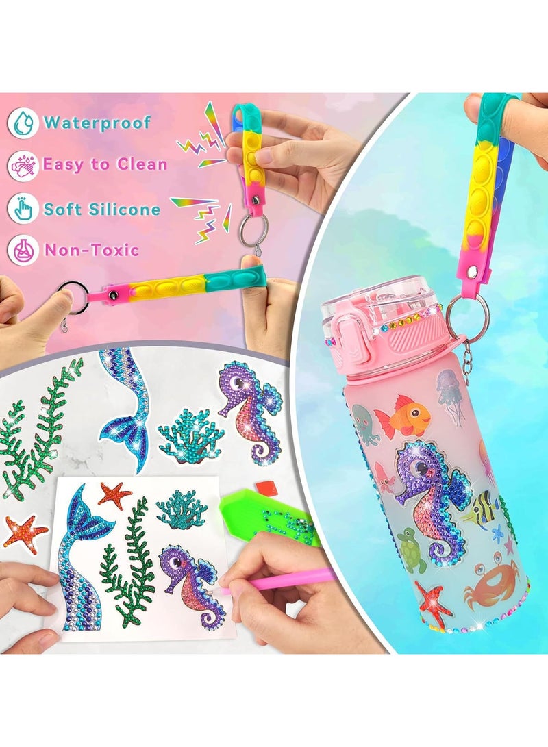 SHIXIN Children's special mermaid magic DIY rhinestone water cup - safe and can be pasted with diamonds, cute and creative, babies love to drink water! Children's water cup diamond painting stickers handmade school season gift random stickers mermaid diamond painting handmade water cup diamond painting stickers random stickers set  - Image 3