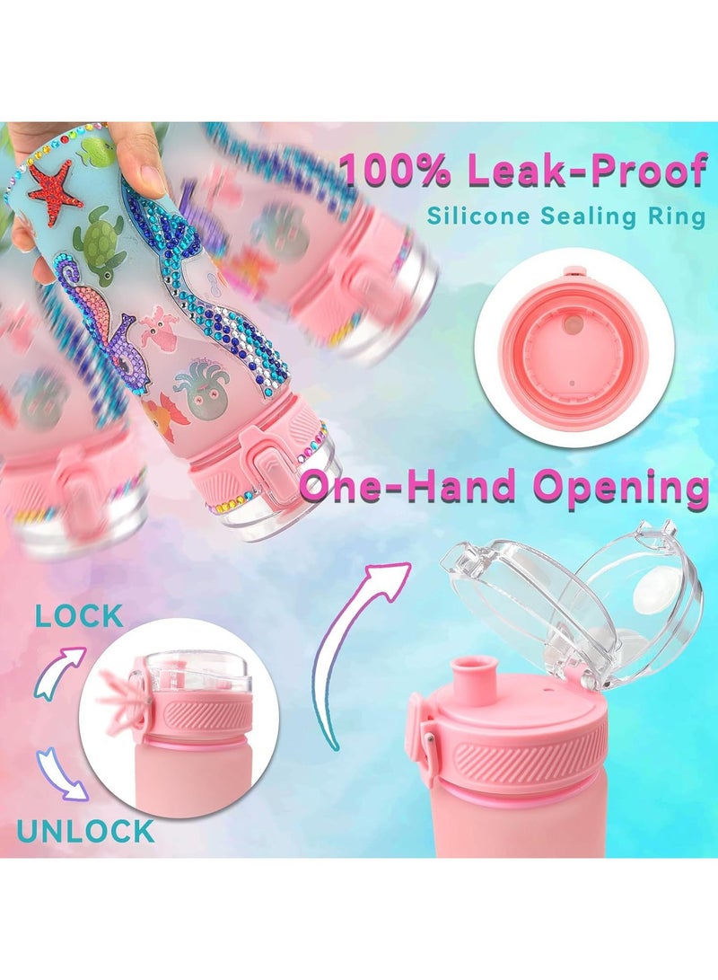 SHIXIN Children's special mermaid magic DIY rhinestone water cup - safe and can be pasted with diamonds, cute and creative, babies love to drink water! Children's water cup diamond painting stickers handmade school season gift random stickers mermaid diamond painting handmade water cup diamond painting stickers random stickers set  - Image 4