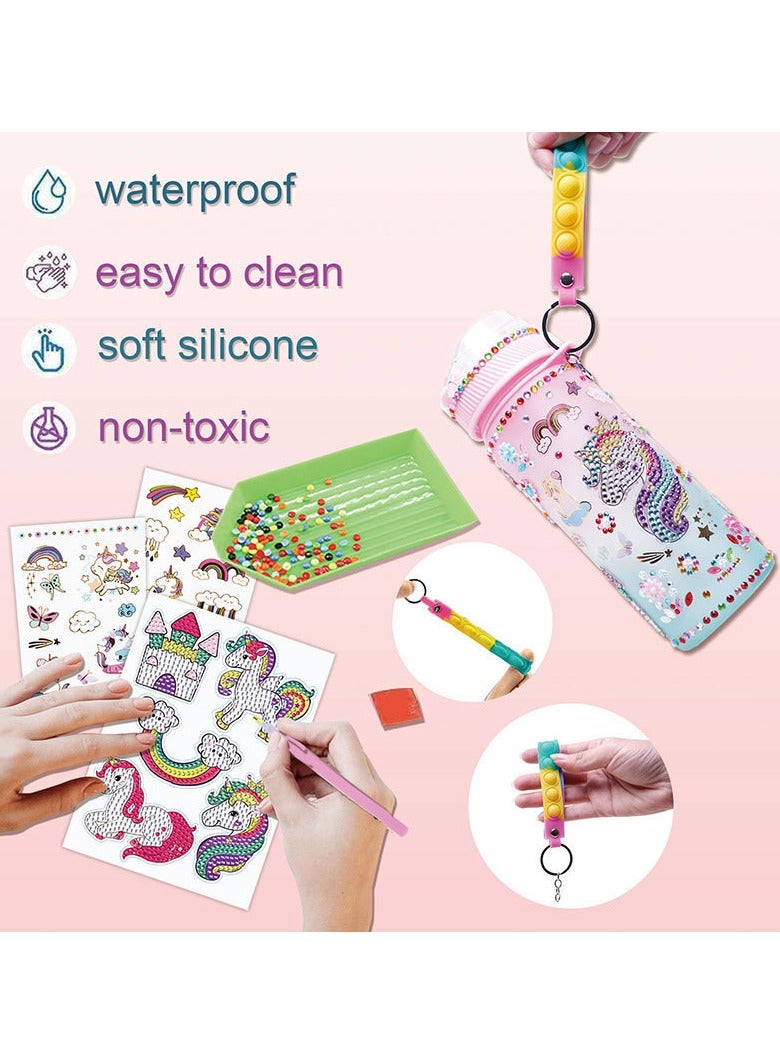 SHIXIN Children's special mermaid magic DIY rhinestone water cup - safe and can be pasted with diamonds, cute and creative, babies love to drink water! Children's water cup diamond painting stickers handmade school season gift random stickers mermaid diamond painting handmade water cup diamond painting stickers random stickers set  - Image 5