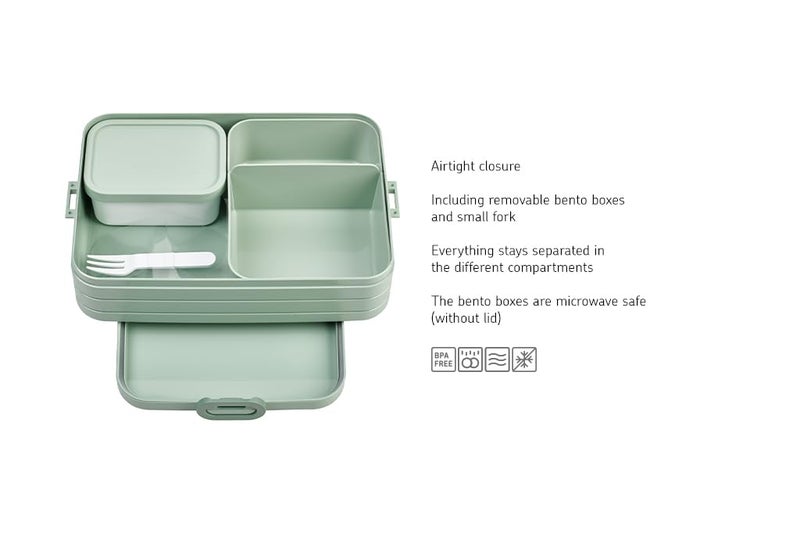 Mepal Bento Box Large - Lunch Box with Bento Box - for 4 Sandwiches or 8 Slices of Bread - Lunch Box for Sandwiches  Small Snacks & Left Overs - Lunch Box Adults - Nordic Black - Image 2