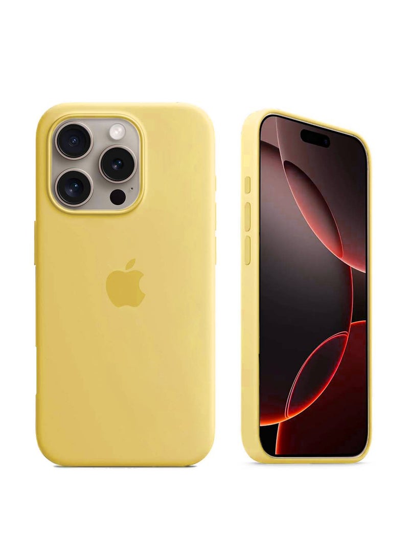 دبليو تيك غطاء الحماية من السيليكون السائل الناعم لآيفون 16 برو 2024 من أبل - أصفر كناري