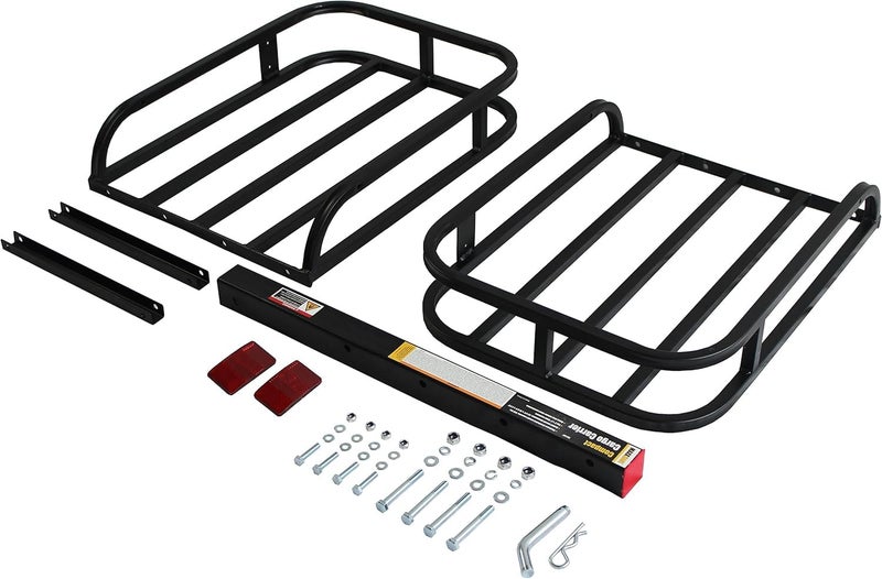 MaxxHaul 50890 53" x 19-1/2" Hitch Cargo Carrier with Hitch Tightener - Trailer Mount Steel with High Side Rails for RV Truck SUV Van Car 2" Receiver 500-lb Load Capacity, Black - Image 2
