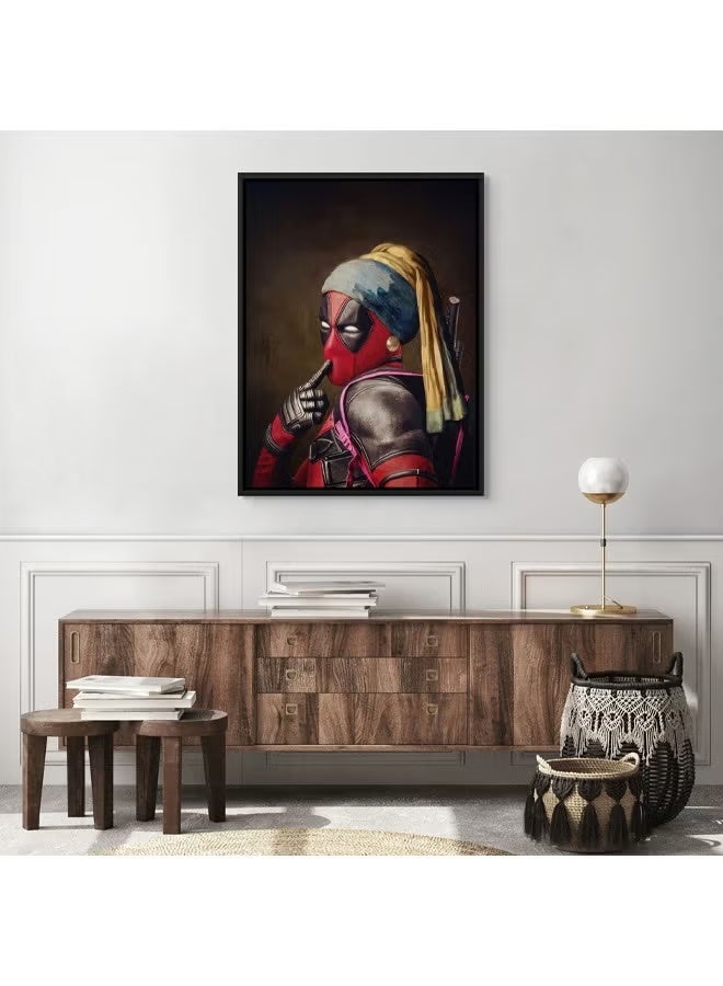 ARS Framed Canvas Wall Art of Deadpool Pop Art Portrait Deadpool Girl with the Pearl Earring Movie Print Wall Décor for Home Office Living Room Bedroom Gifting, 1 Pcs, Size Available - Image 4