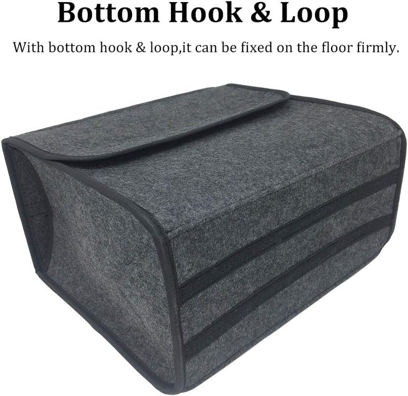 JVCV حزمة كومبو من الفelt - منظم صندوق السيارة، تخزين السيارة ومنظم ملحقات السيارة غير القابلة للانزلاق للسيارة، SUV، شاحنة، ميني فان قاعدة غير قابلة للانزلاق (كبير + صغير)، سيارات، رمادي - Image 5