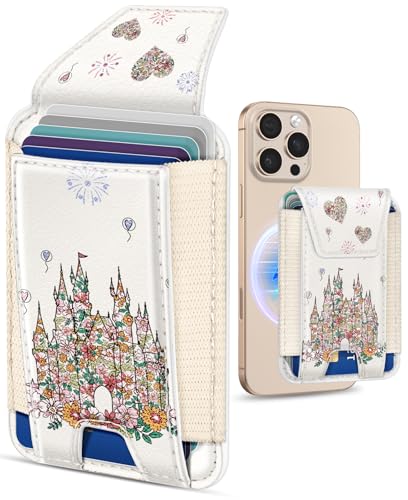 Shorogyt Compatible with Magsafe Wallet for Women Phone Wallets for Magnetic Card Holder Mag Rfid Castle for iPhone 171615141312 Series Cute with Elastic and Flap Cover Fit 7 Cards - Image 1