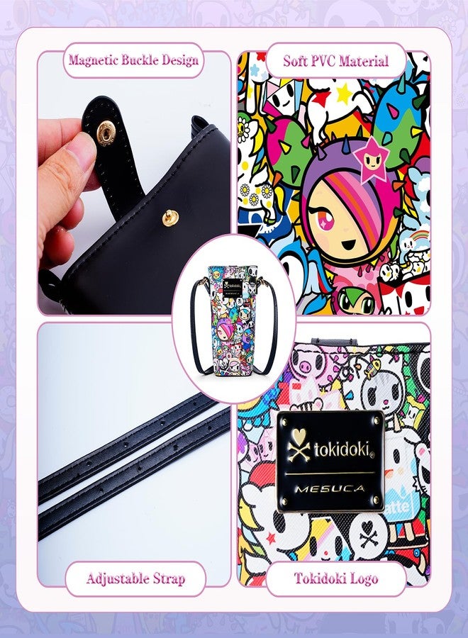 MESUCA Tokidoki PU Leather Crossbody Purse, Unicorno Button Cell Phone Bag for Women Mini Shoulder Purse Wallet Smart Phone Pocket with Credit Card (Color) - Image 4