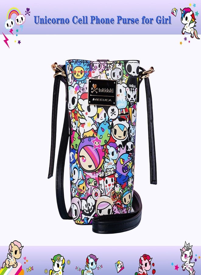 MESUCA Tokidoki PU Leather Crossbody Purse, Unicorno Button Cell Phone Bag for Women Mini Shoulder Purse Wallet Smart Phone Pocket with Credit Card (Color) - Image 5