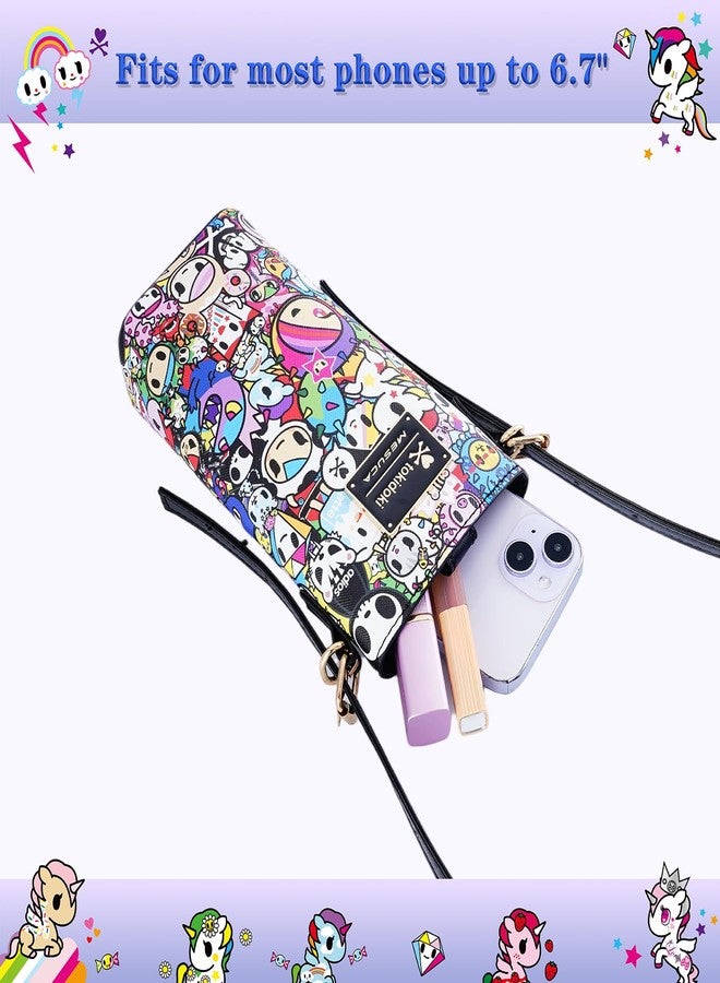 MESUCA Tokidoki PU Leather Crossbody Purse, Unicorno Button Cell Phone Bag for Women Mini Shoulder Purse Wallet Smart Phone Pocket with Credit Card (Color) - Image 3