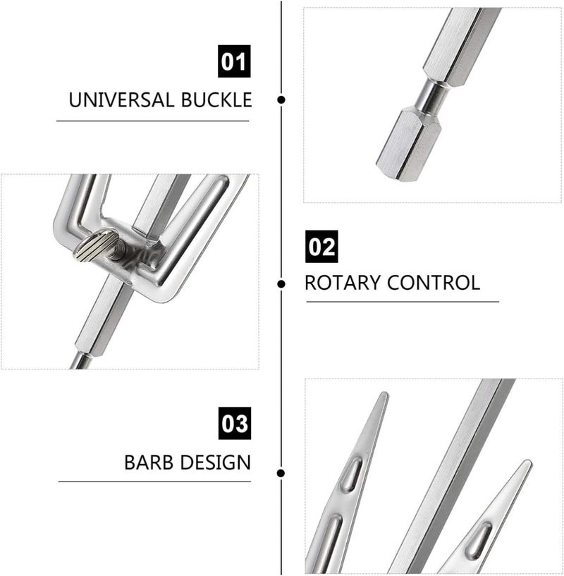 DOITOOL شوكة قلاية الهواء من الفولاذ المقاوم للصدأ، قطع غيار ملحقات قلاية الهواء، شوكة دجاج مشوي، سمك، لحم للشواء في المنزل أو في الهواء الطلق، 9.8"L x 1.9"W - Image 4