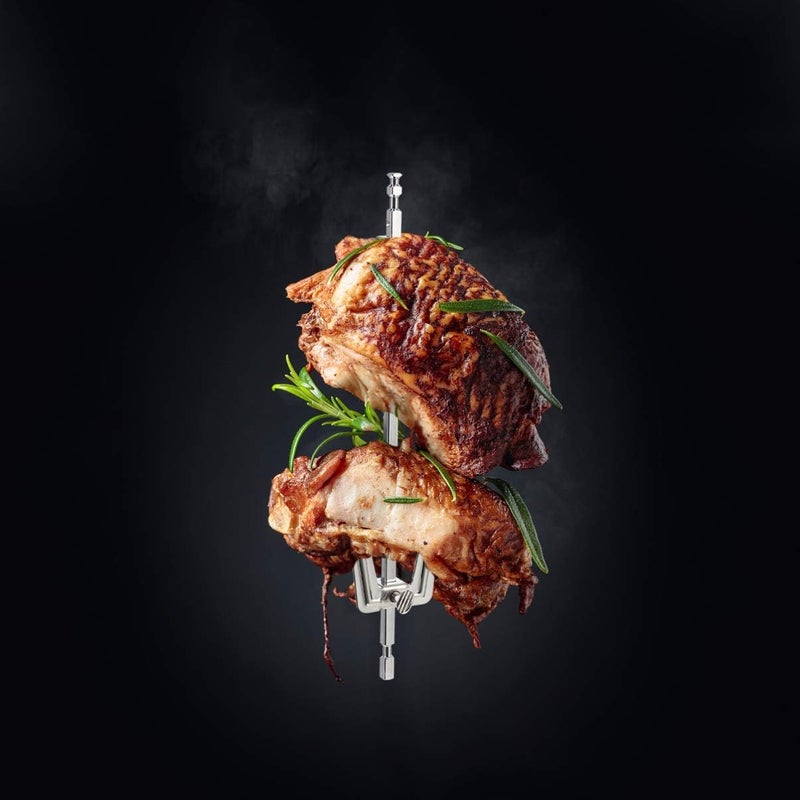 DOITOOL شوكة قلاية الهواء من الفولاذ المقاوم للصدأ، قطع غيار ملحقات قلاية الهواء، شوكة دجاج مشوي، سمك، لحم للشواء في المنزل أو في الهواء الطلق، 9.8"L x 1.9"W - Image 2