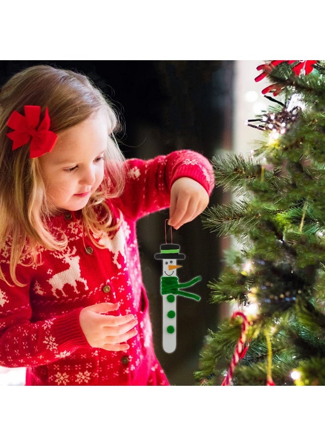 4E's Novelty Christmas Snowman Stick Ornament Craft Kit (12 Pack) Bulk Christmas Crafts For Kids Toddlers 2-4 4-8 Diy Winter Arts And Craft Kit Activity Project  - Image 2
