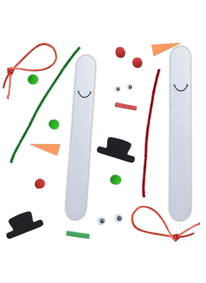 4E's Novelty Christmas Snowman Stick Ornament Craft Kit (12 Pack) Bulk Christmas Crafts For Kids Toddlers 2-4 4-8 Diy Winter Arts And Craft Kit Activity Project  - Image 3