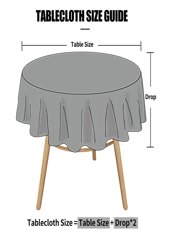 Smiry Round Table Cloth, Waterproof Heavy Duty Vinyl Tablecloths, Wipeable Washable Table Cover for Kitchen and Dining Room (Grey, 70" x 70") - Image 5