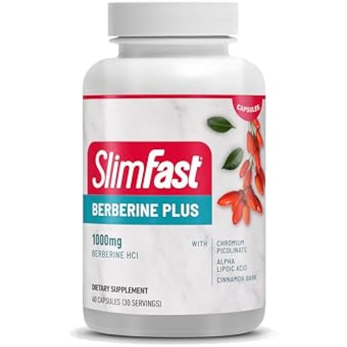 SlimFast Berberine Plus Capsules, Berberine Supplement, with Berberine hcl, Chromium Picolinate, Alpha Lipoic Acid, and Cinnamon Bark, 60 Count, 30 Servings - Image 1