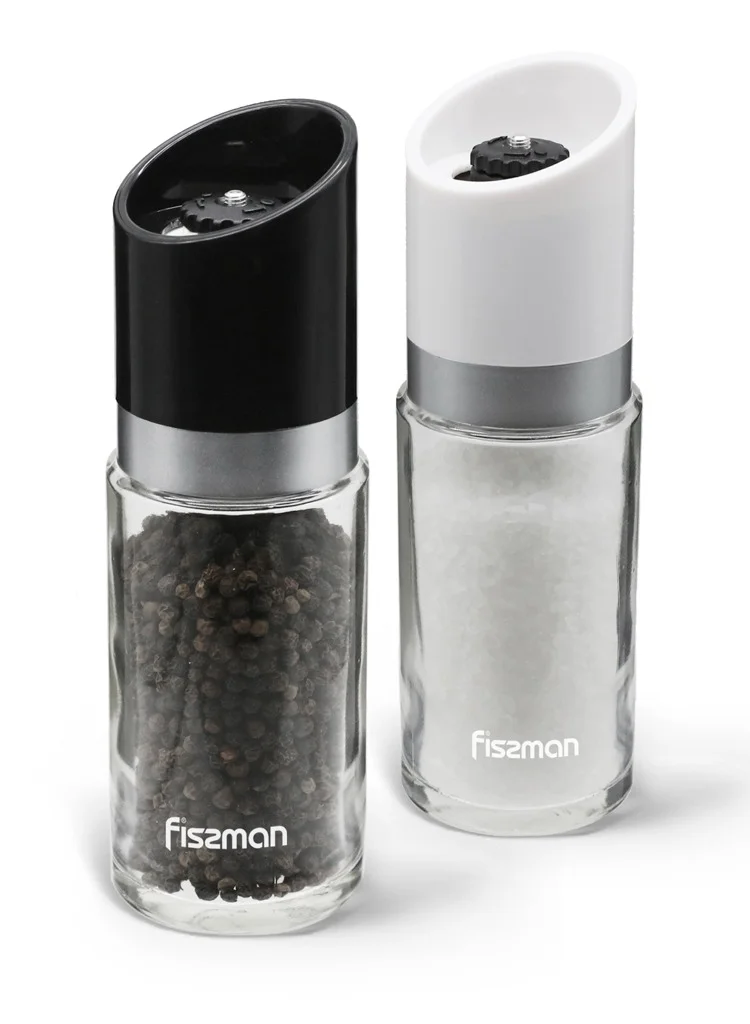 Salt And Pepper Mill 170ml, Manual Shaker with Adjustable Degree, Grinding with Stainless Steel Lid
