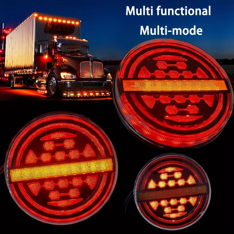 Car Taillights Dual Color Circular Flowing Hamburger Lights Signal Lights Turn Signals Auxiliary Truck Side Brake Lights 1pc - Image 5