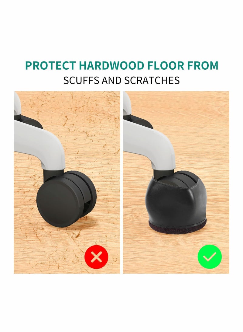 5Pcs Wheel Stoppers for Rolling Furniture Feet Floor Protectors, 2 Inch Office Chair Wheel Stopper, Felt Furniture Caster Cups for Hardwood Floors, Bed Stoppers to Prevent Sliding, Anti-Scratch, Black
