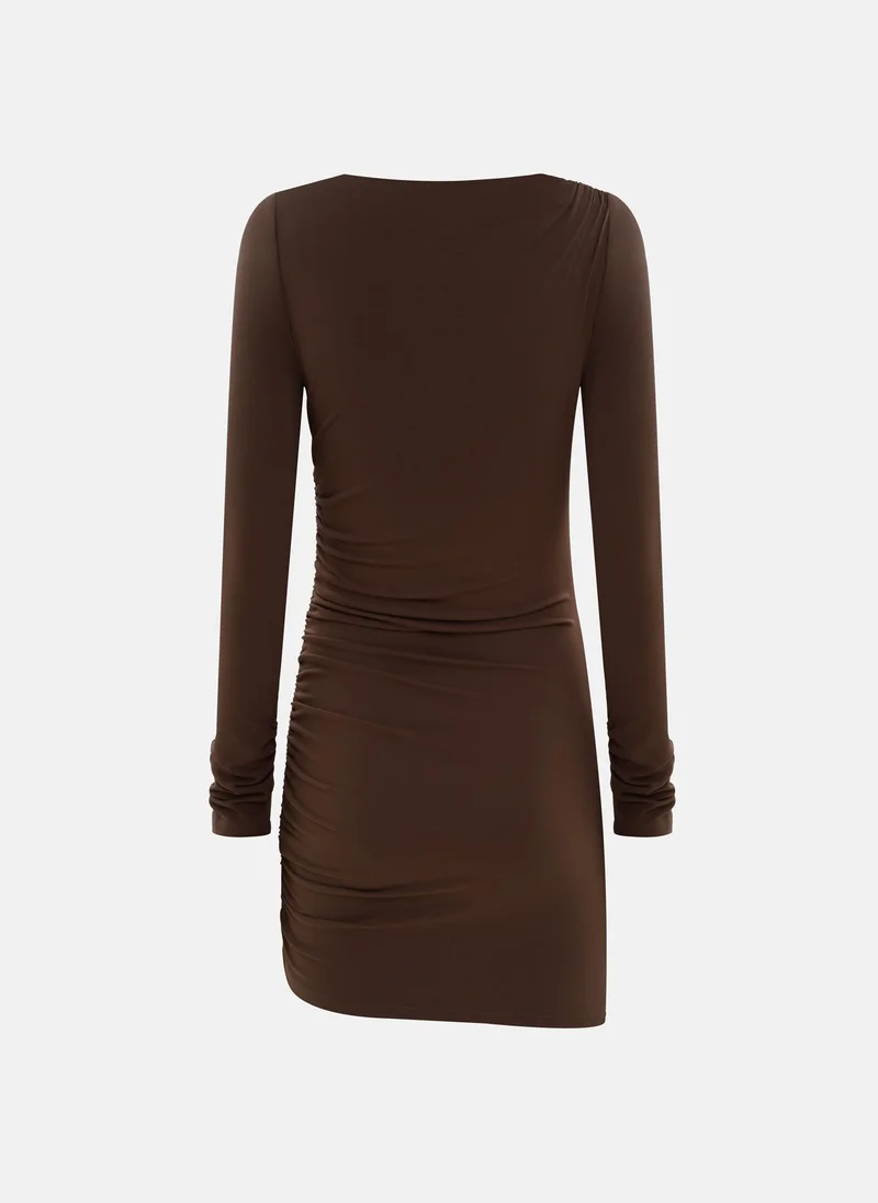 Lichi  Viscose mini dress with asymmetric small pleats for Women | Best Price UAE
