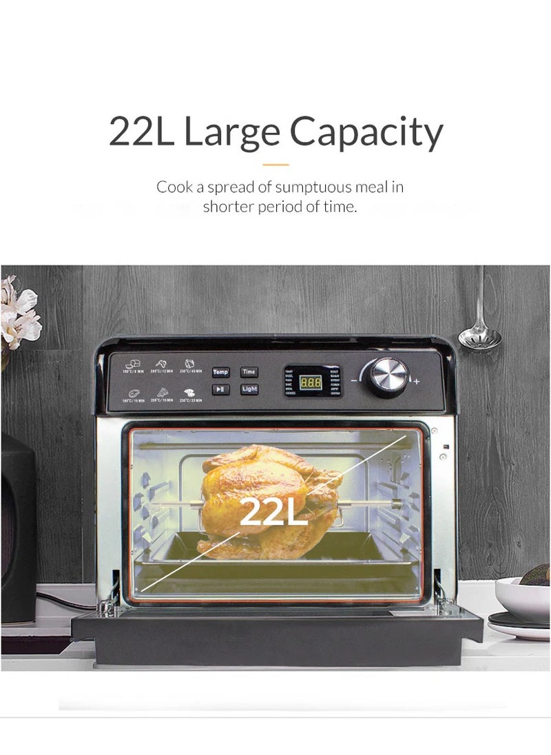 22L Air Fryer Oven – Large Capacity, Multi-Function, Convection Cooking, Digital Display, Timer & Temperature Control