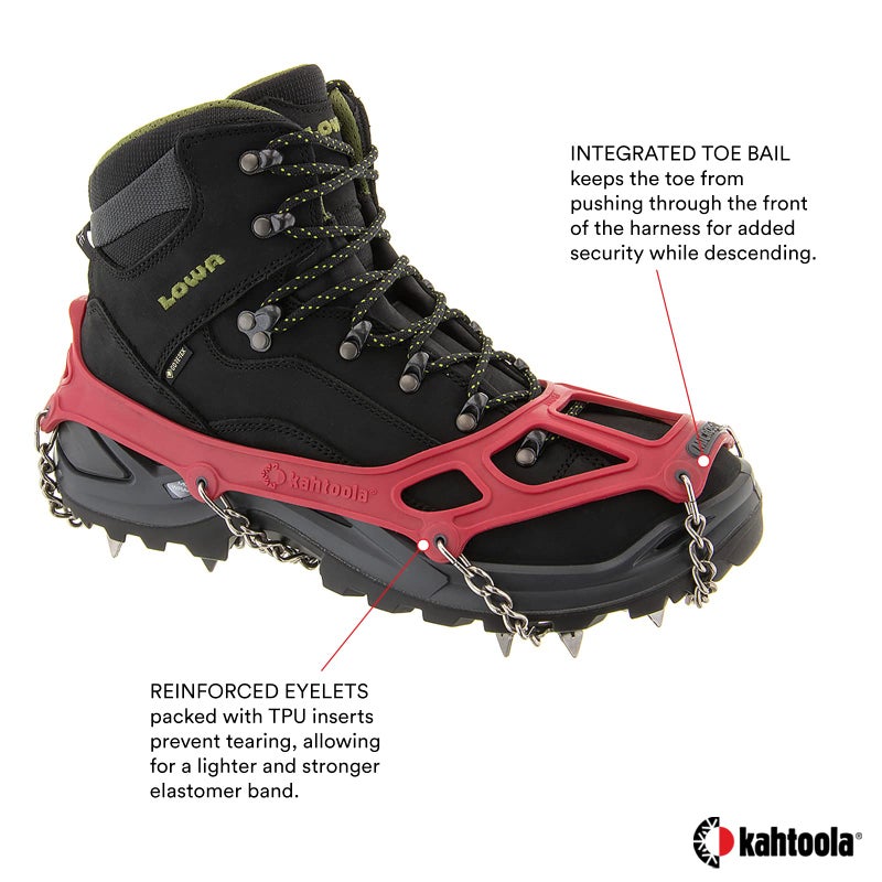 Kahtoola MICROspikes Footwear Traction for Winter Trail Hiking & Ice Mountaineering - Red - X-Small - Image 3