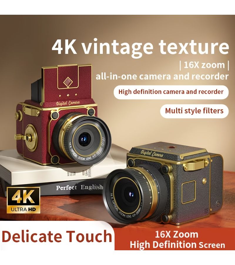 16X Zoom Mini Digital Camera 2 inch IPS Screen Red Portable Video Camera - Image 1