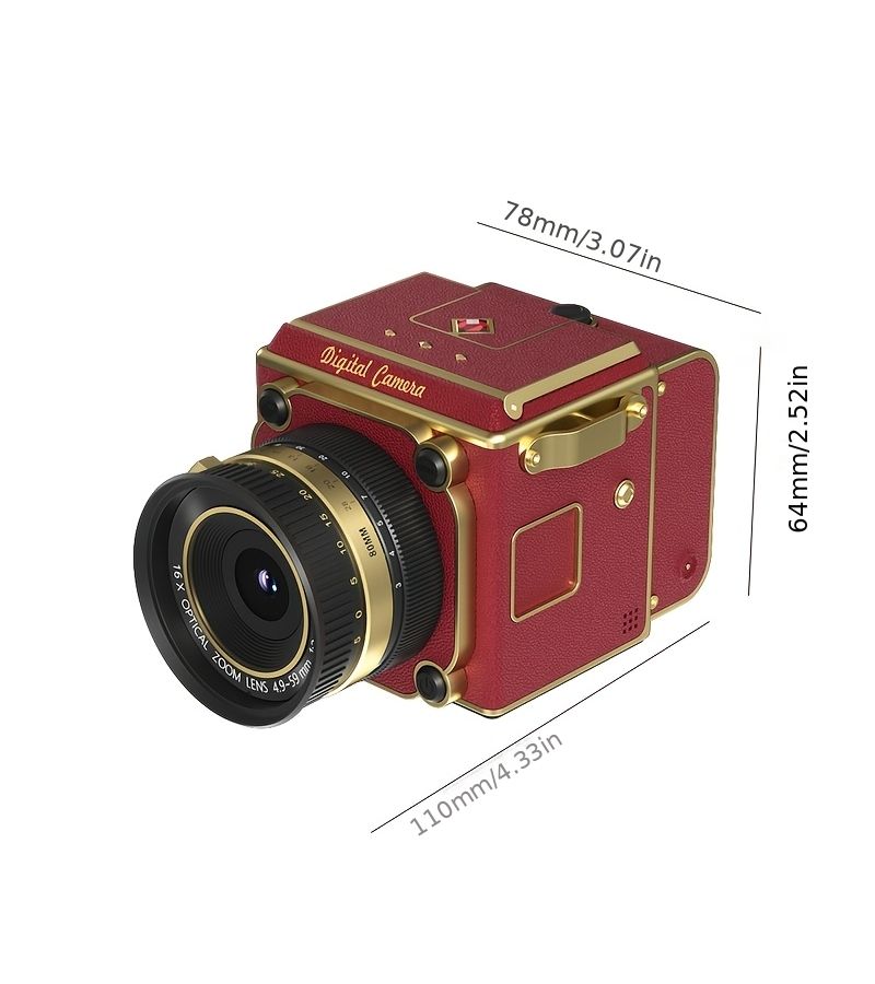 16X Zoom Mini Digital Camera 2 inch IPS Screen Red Portable Video Camera - Image 4