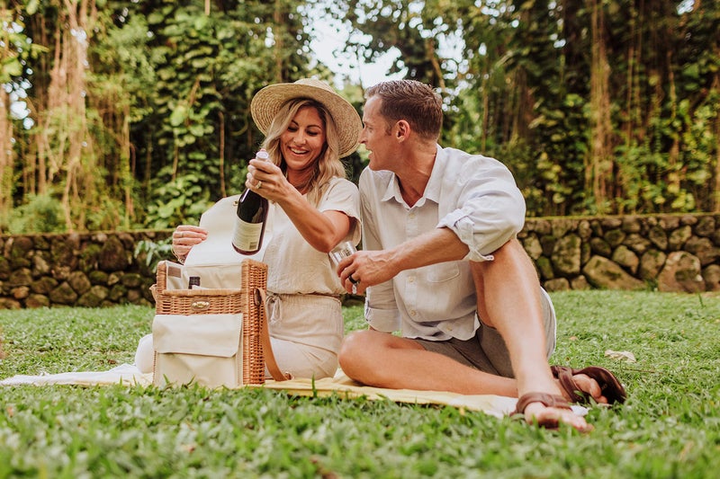 Picnic Time Corsica Wine and Cheese Picnic Basket Tote, Luxury 2 Bottle Insulated Picnic Set with Cutting Board, Cheese Knife & Corkscrew, Romantic Picnic Kit for Couples, Wedding & Anniversary Gift - Image 3