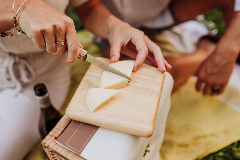 Picnic Time Corsica Wine and Cheese Picnic Basket Tote, Luxury 2 Bottle Insulated Picnic Set with Cutting Board, Cheese Knife & Corkscrew, Romantic Picnic Kit for Couples, Wedding & Anniversary Gift - Image 4