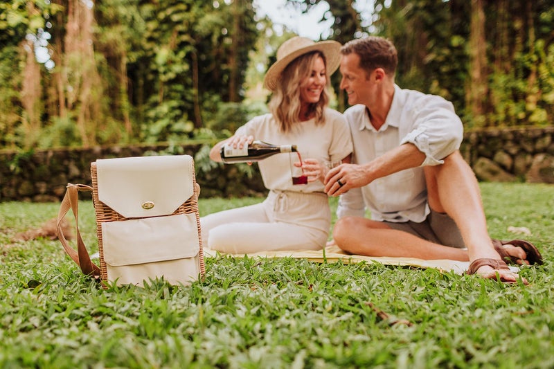 Picnic Time Corsica Wine and Cheese Picnic Basket Tote, Luxury 2 Bottle Insulated Picnic Set with Cutting Board, Cheese Knife & Corkscrew, Romantic Picnic Kit for Couples, Wedding & Anniversary Gift - Image 5