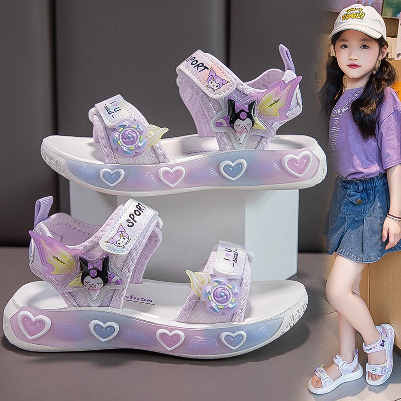 Girls Sandals Summer Children'S Princess Shoes Fashionable Medium And Large Children'S Sports Beach Shoes Kuromi - Image 2