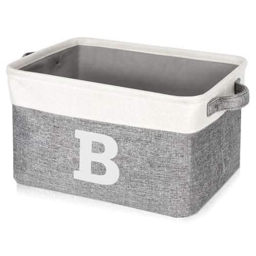 Lukeline Personalized Gifts Storage Basket Fabric Storage Bins for Shelves Monogrammed Gifts Storage Baskets for Organizing Decorative Storage Baskets for Pantry Closet Office Living Room Letter B - Image 1