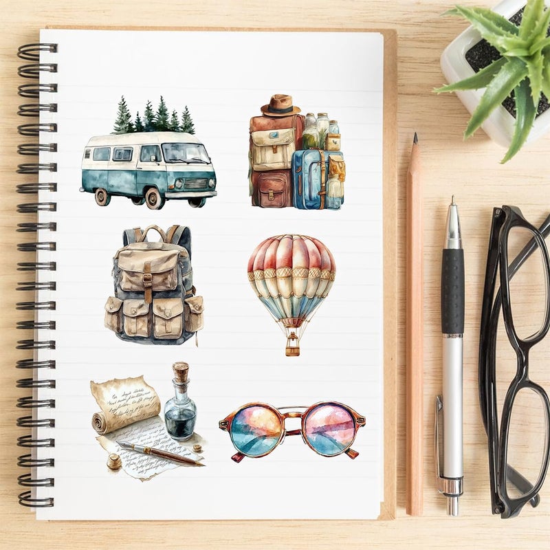 YOKSAS 50PCS Vintage Travel Adventure Clear Scrapbook Stickers â€“ Retro Outdoor Expedition Aesthetic, Waterproof Decorative Antique Decals for Journaling, Luggage, Laptop, Art Ablum Supplies - Image 5