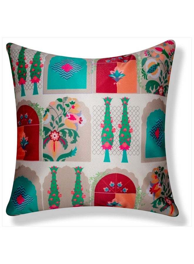 Vendola Decorative Satin 250TC Sofa Cushion Pillow Covers, Multicolor, Set of 5 Ethnic Cushion Covers(Majestic,16x16 Inches) - Image 4