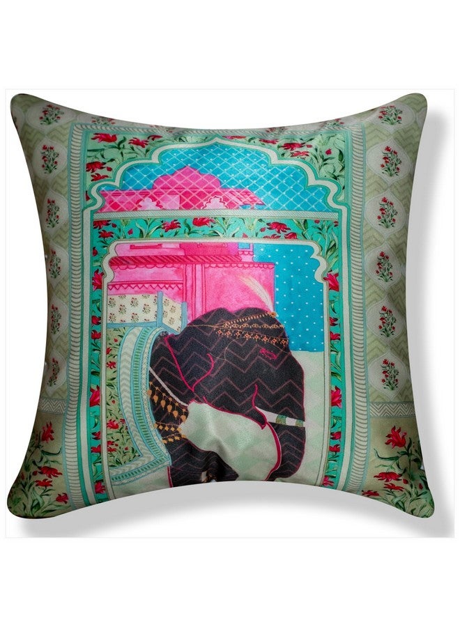 Vendola Decorative Satin 250TC Sofa Cushion Pillow Covers, Multicolor, Set of 5 Ethnic Cushion Covers(Majestic,16x16 Inches) - Image 2