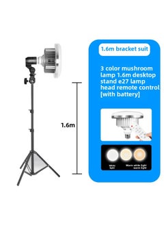 LED Metal Light Bulb Fill Light Photography Light Stand Photography Light Soft Light Box Soft Light Live Mushroom Light-Light Source Color:[ 1.6m Thickened Mushroom Lamp Set] 155mm
