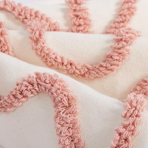 RinRinfam Pink Coquette Bow Throw Pillow Cover 12x 20, Boho Tufted Neutral Linen Pillow Cases Girls Bedroom Decor for Outdoor Couch Bedroom Car, Mauve - Image 4