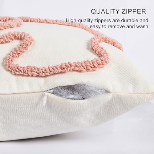 RinRinfam Pink Coquette Bow Throw Pillow Cover 12x 20, Boho Tufted Neutral Linen Pillow Cases Girls Bedroom Decor for Outdoor Couch Bedroom Car, Mauve - Image 5