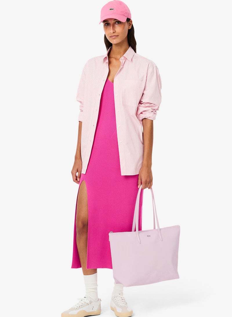 لاكوست حقيبة تسوق كبيرة للنساء 12.12 Concept Zip Tote، حقيبة كتف نسائية محمولة باليد، حقيبة أنيقة متعددة الاستخدامات ذات سعة كبيرة، حقيبة تسوق نسائية، 45 سم * 30 سم * 12 سم - وردي ناعم - Image 2