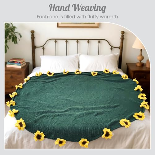 SALIMAH Flower Bouquet Blanket, Valentines Day Gifts for Her Wife Girlfriend Grandkids Mom,Completed Crochet Flower Blanket,Soft Knitted Throw Blankets,Housewarming Gifts for Birthday Anniversary(Sunflowers) - Image 3