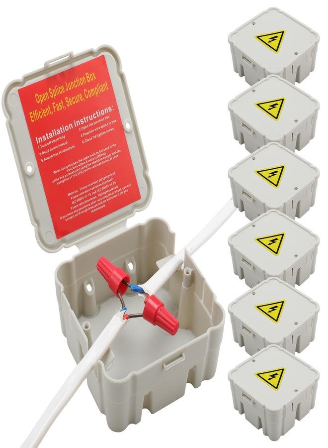 CICHKELY Open Splice Junction Box (6 Pack), One-Piece Junction Box Splice Box. Repair Open Splices, 5 Second Installation Splice Box, Electrical Junction Box, Wire Junction Box Grey - Image 1