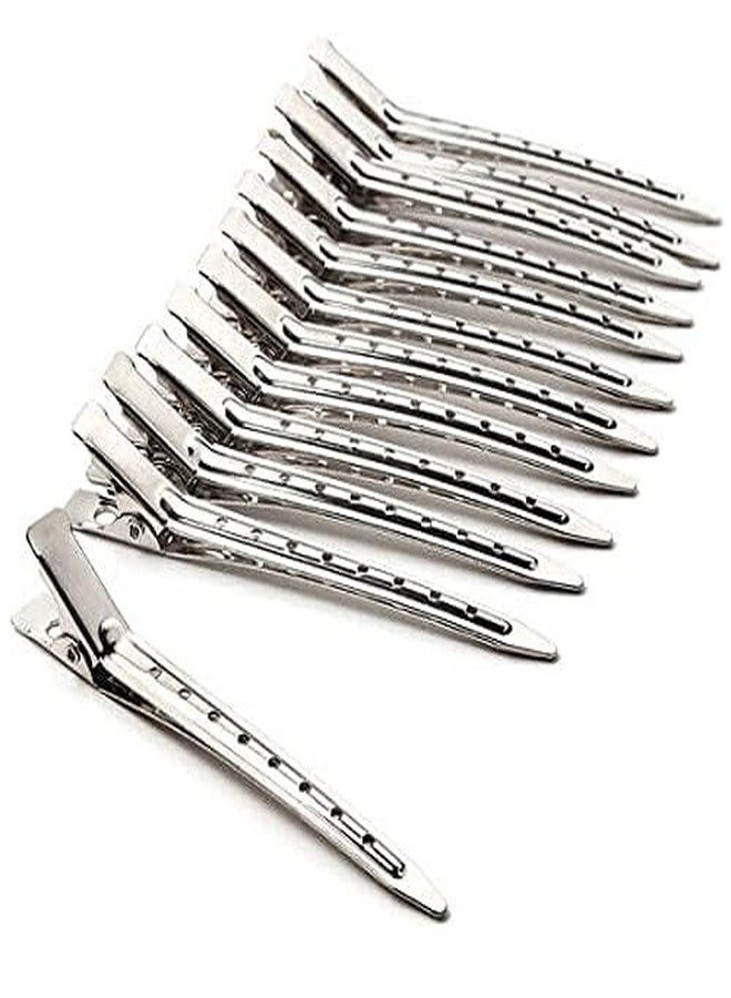 Florabliss® Alloy Steel Hair Section Dividing Clip For Hairdressing Styling Accessories for Women For Unisex | Section Pins Silver (Set of 12 Pieces) - Image 1