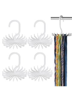Excefore 4PCS Adjustable Twirl Tie Racks, 360 Degree Rotating Scarf Hanger Hanging Holder Storage Hook for Belt Bra Tank Top Tie Scarf White  - Image 1