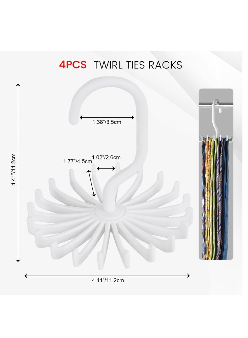 Excefore 4PCS Adjustable Twirl Tie Racks, 360 Degree Rotating Scarf Hanger Hanging Holder Storage Hook for Belt Bra Tank Top Tie Scarf White  - Image 2