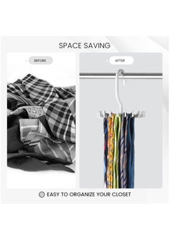 Excefore 4PCS Adjustable Twirl Tie Racks, 360 Degree Rotating Scarf Hanger Hanging Holder Storage Hook for Belt Bra Tank Top Tie Scarf White  - Image 5