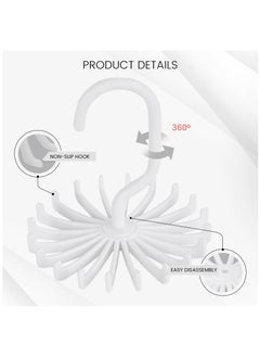 Excefore 4PCS Adjustable Twirl Tie Racks, 360 Degree Rotating Scarf Hanger Hanging Holder Storage Hook for Belt Bra Tank Top Tie Scarf White  - Image 4