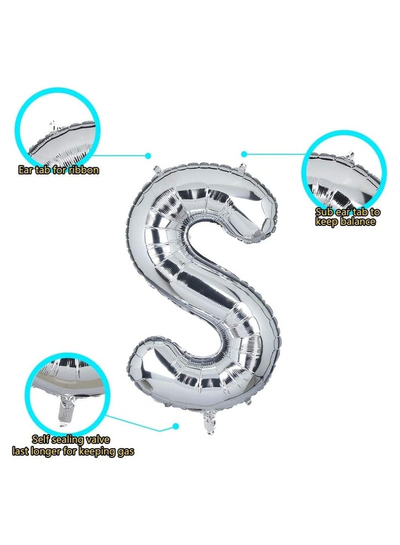 Goldedge 32 Inch Giant Silver Letter S Foil Helium Balloons Big Single Mylar Balloon Birthday Party Decoration Supply Baby Shower (Silver S) - Image 2